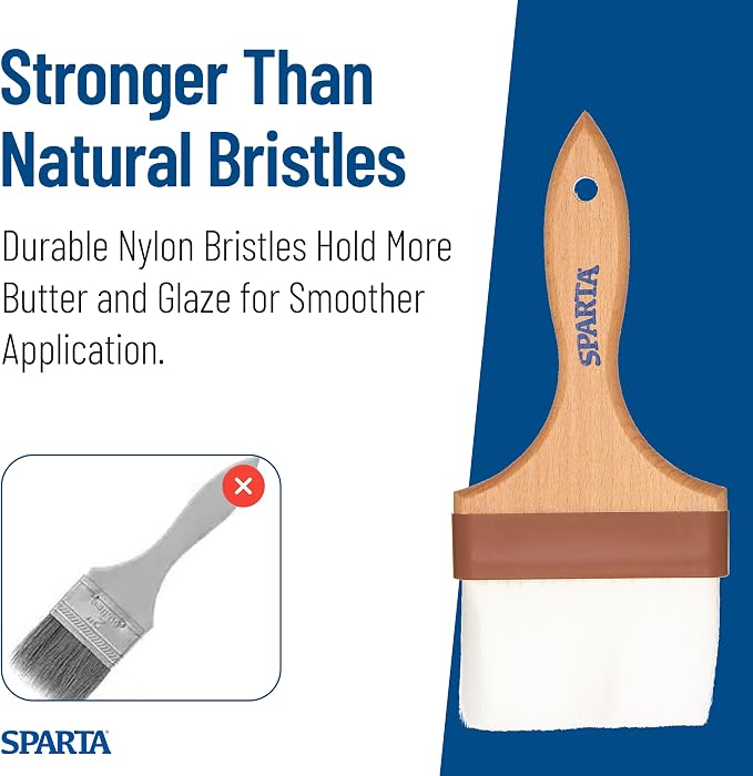 SPARTA Flat Nylon Pastry Brush – 4039900 Pastry Brush for Baking with Hardwood Handle and Nylon Bristles for Kitchens, Restaurants or Catering, 4in, Pack of 1
