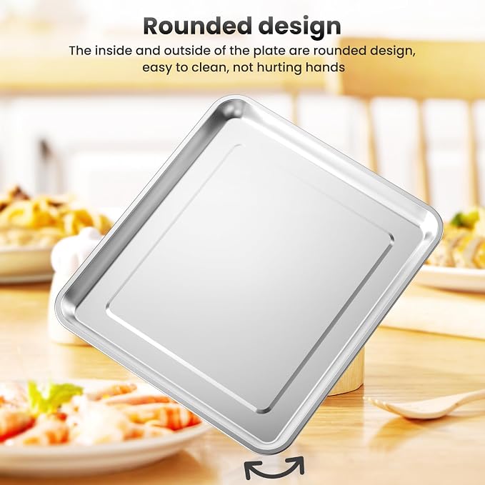 Air Fryer Tray Replacement for Cuisinart TOA-060 TOA-065 Toaster Oven Parts | 12.4"x11" Stainless Steel Non‑Stick Half Baking Sheet Pan Convection Oven, Bakeware Accessories for Oven Cooking and Broiling