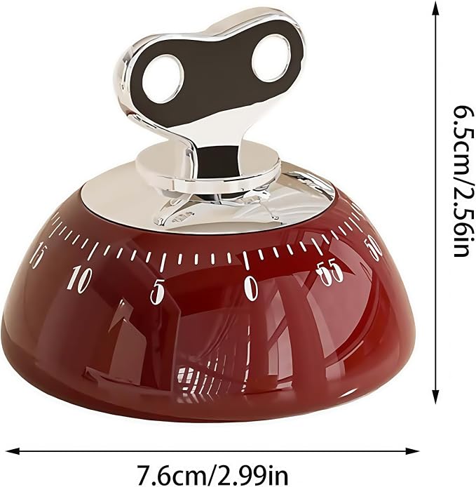 Magnetic Mechanical Kitchen Timer - Wind Up 60 Minutes Countdown Timer, No Batteries Needed, for Cooking, Baking, Classroom, Study & Desk Use (White)