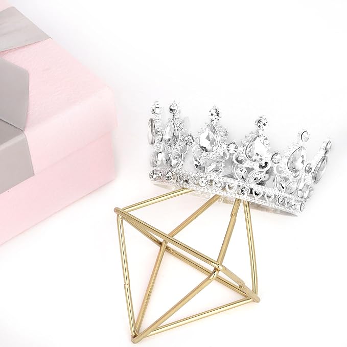 Silver Crown Cake Topper Happy Birthday Cake Toppers Wedding Cake Toppers Mini Crowns for Flower Bouquets Party Decorations