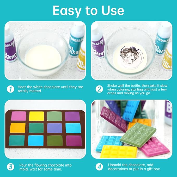Teal Oil Based Food Coloring for Chocolate, Candy Melts, Donuts, Strawberries, Frosting, Cake, Professional Edible Dye for Baking - 80 Milliliters 2.7 Fl.Oz