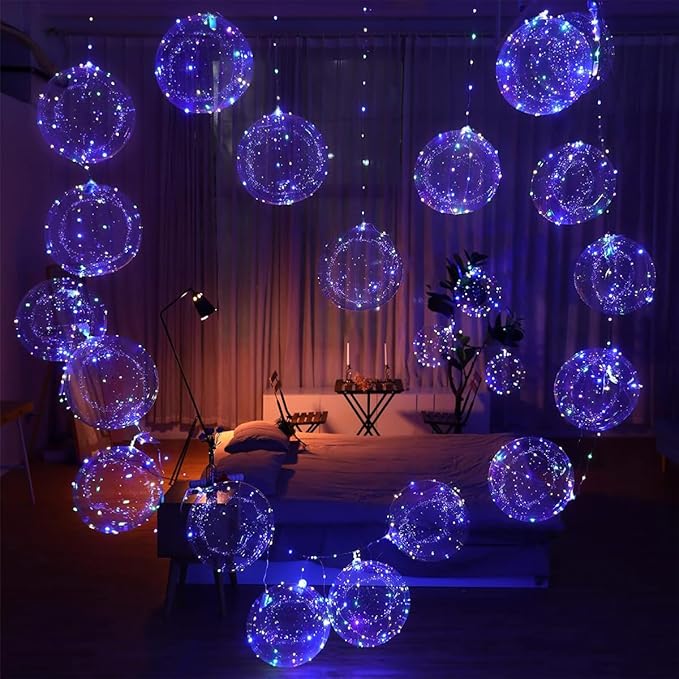 18 Packs Light Up Led Balloons, Cell Battery included 3 Modes Flashing,18 Pcs String Lights and 18 Pcs Clear Balloon, Perfect for Birthday Wedding Decorations (4 Colors)