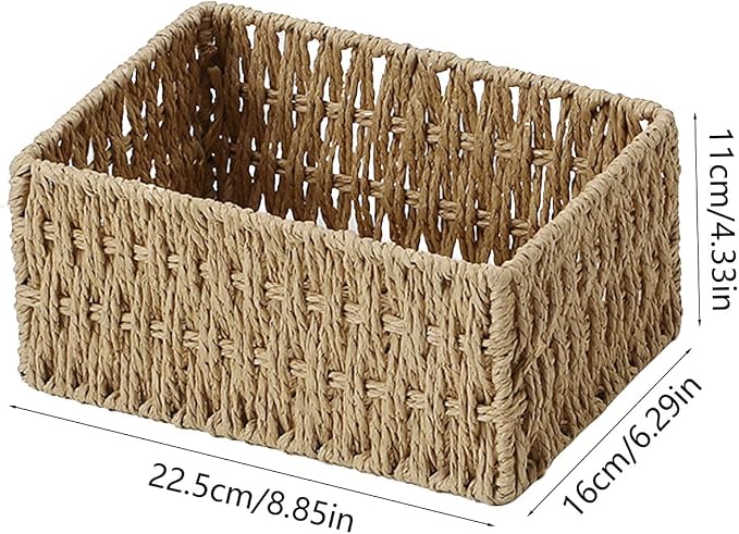 Wicker Storage Basket, Wicker Baskets for Storage for Fruit Vegetables Food Serving, Rattan Basket for Bathroom Living Room Pantry, Woven Baskets for Home Organization and Decoration,Small
