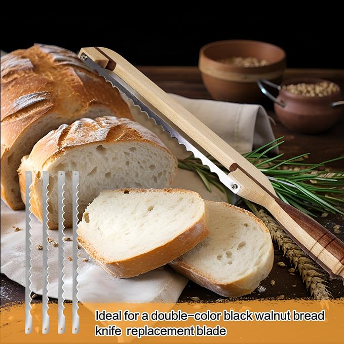 36 Pcs Bread Bow Knife Blades, 10.8" Serrated Stainless Steel blades with Screws, Screwdriver, and Safety Guard, Replacement for Wood Bread Cutter, Bow Bread Knife Replacement Blades