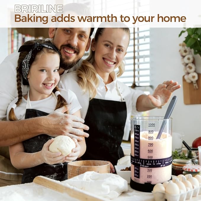 BRIRILINE Pro Sourdough Bread Starter Kit - 34 oz sourdough jar with 5 unique features for the perfect sour dough bread & sourdough starter kit - baking supplies (34oz-5pack)