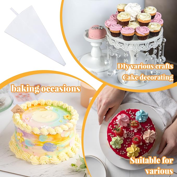 4 Pack Reusable Pastry Piping Bags, 16 inch Cloth Frosting Bag Canvas Cake Decorating Bags White Icing Piping Bag for Cakes Cookies Dessert DIY Making