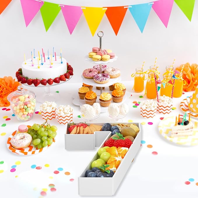 HILAVO Cardboard Number for Charcuterie, 13.7" Cardboard Number 7 Fillable Number for Food Paper Mache Number Boxes for Cupcake Sweet Candy 7th Birthday Anniversary Party Decorations