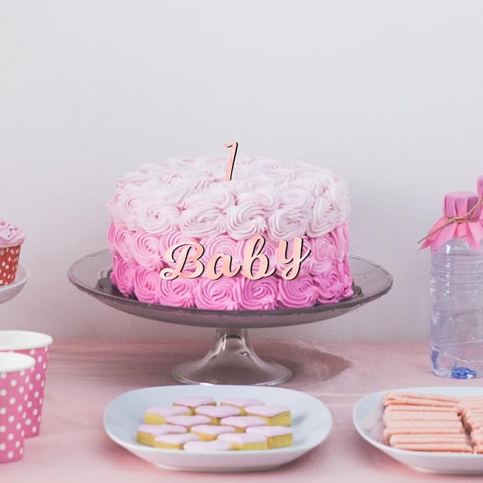 Jspupifip 64pcs Rose Gold Acrylic Cake Topper, Glitter Numbers & Alphabet Decor, Personalized Cake Picks for Anniversary, Baby Shower, Wedding Party Supplies