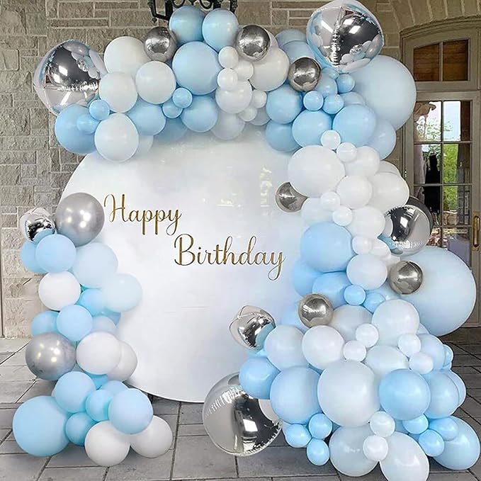 120pcs Light Blue Balloon Arch Kit, 18 12 10 5 inch Pastel Baby Blue Latex Balloons Different Sizes Balloon Garland for Graduation Baby Shower Gender Reveal Birthday Party Decorations