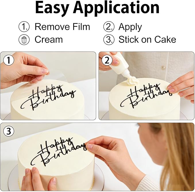 Acrylic Happy Birthday Cake Topper Durable Reusable Perfect for Birthday Cakes, Cupcakes, Dessert Tables Ideal for Kids Adults Birthday Celebrants (Black-3)