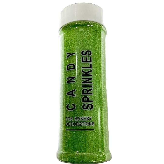 Edible Grass Green Sanding Sugar Sprinkles 142g/ 5.01oz Sugar Crystals for cake decorating Sparkling Crystals for Cakes, Cookies, Cupcakes, Ice Cream Topping and Rimming Sugar