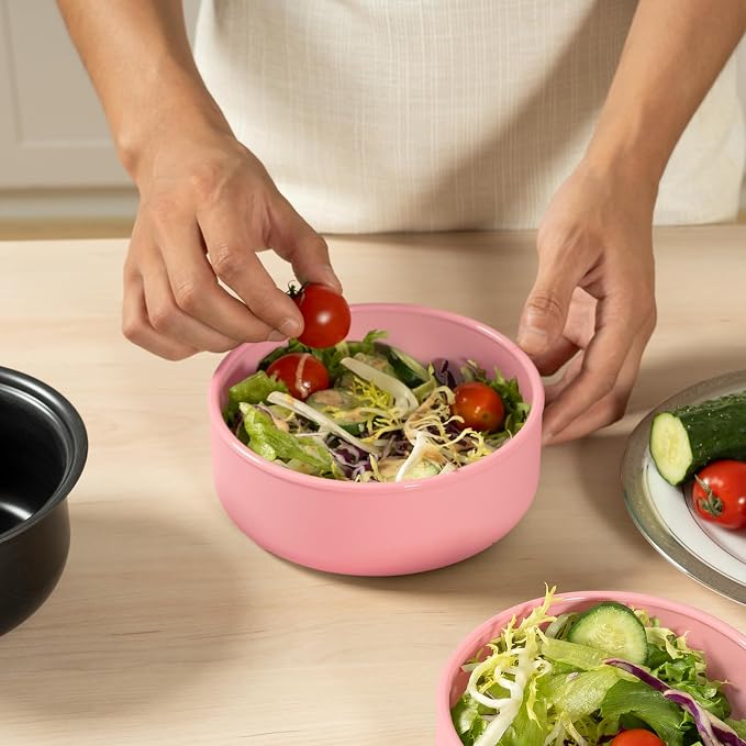 Silicone Food Storage Containers Bowl, Set of 3 Reusable Silicone Bento Lunch Box Containers with Lids (17oz, 25oz, 42oz) Dishwasher, Microwave and Freezer Safe (Pink)