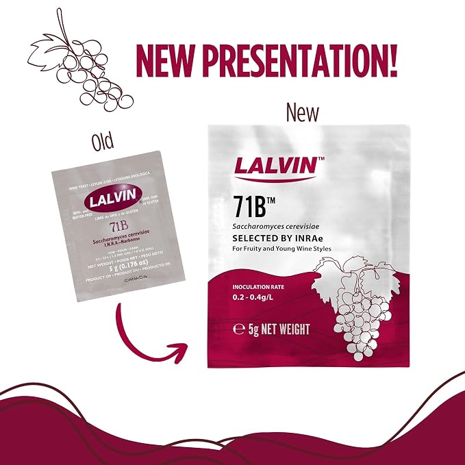 Lalvin 71B Wine Yeast (10 Pack) - Make Wine Cider Mead Kombucha At Home - 5 g Sachets - Saccharomyces cerevisiae - Sold by CAPYBARA Distributors Inc.
