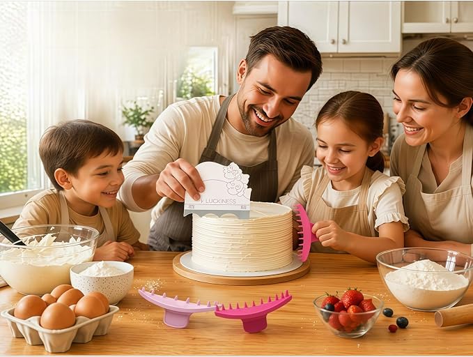 2PCS Cake Smoother Scraper,Arch Guide Tool | Cake DecoratingSuppliesRemovableandreplaceablescraping blades(included replaceablescrapers)for6-12"One Large and One Small