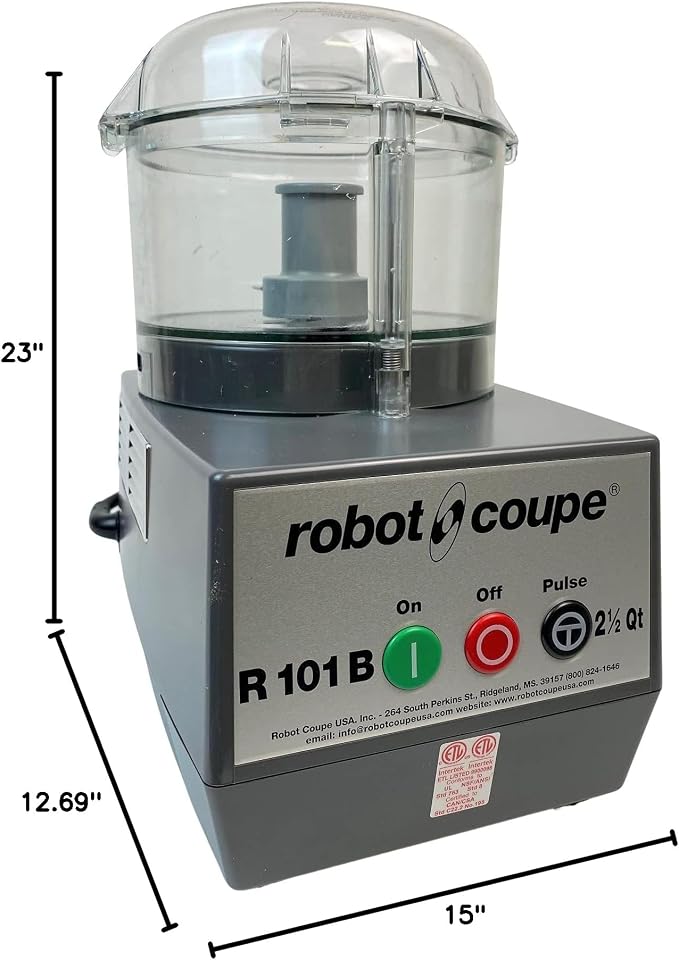 Robot Coupe R101B CLR Food Processor, 2.5 Qt Polycarbonate Clear Bowl, 120V