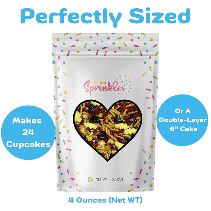 COOL MOM SPRINKLES Wizard Sprinkles (4 oz.) – Wizard Lightning Birthday Sprinkles for Decorating Cakes, Cupcakes, Cookies & Desserts – Mixed in the USA/Gluten-Free