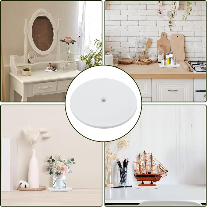 1 Pcs White 9 inch Acrylic Lazy Susan Rotating Turntable Organizer Bearings - Round Swivel Plate for Spice Rack, Table, Cake, Kitchen Pantry
