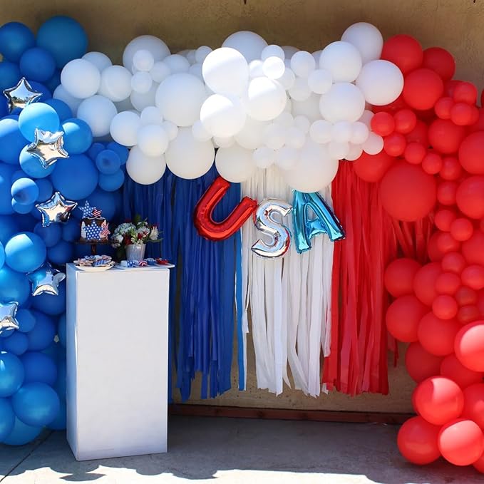 PartyWoo Red White and Blue Balloons, 140 pcs Red White and Royal Blue Balloons Different Sizes Pack of 18 Inch 12 Inch 10 Inch 5 Inch for Balloon Garland as 4th of July Decorations, Party Decorations