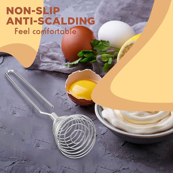 CHENGU 4 Pieces Stainless Steel French Style Spring Whisk, 8.46 Inches x 1.97 Inches, Silver