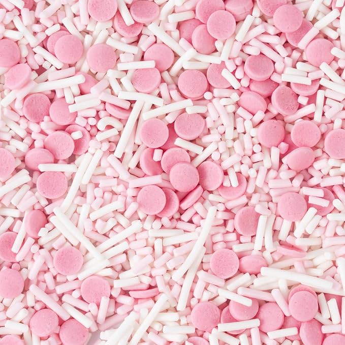 Dye Free Sprinkles No Artificial Dyes Natural Pink Confetti Jimmies Sprinkles for Cake Decorations Baby Shower, Cookies, Fondant Cake, Dessert Toppings, 4.2oz