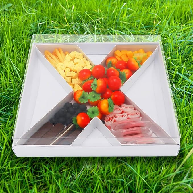 WENPACK 12.5" Cardboard Letter Shaped Mache Decorative Strawberries Fillable Sweets Candy Box with Clear Lid (White, X)
