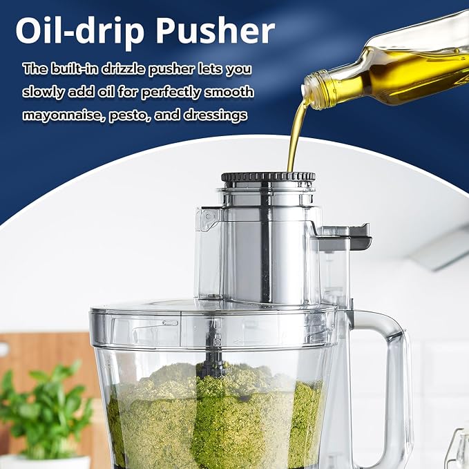 14 Cup Food Processor - XL Bowl Food Processor with Large Feed Chute, French Fry Cutter, Chop Vegetables, Slice Potatoes, Shred Cheese, Mix Dough for Family Meal Prep