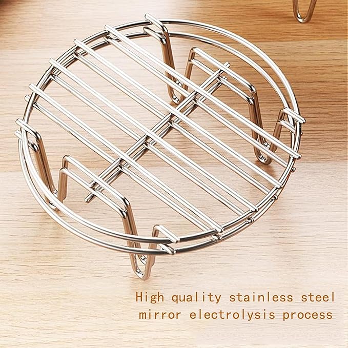 4.9" Round Cooking Rack Versatile Stainless Steel Grid Grill Steamer Rack, Fits Air Fryer Pot Pressure Cooker Canning