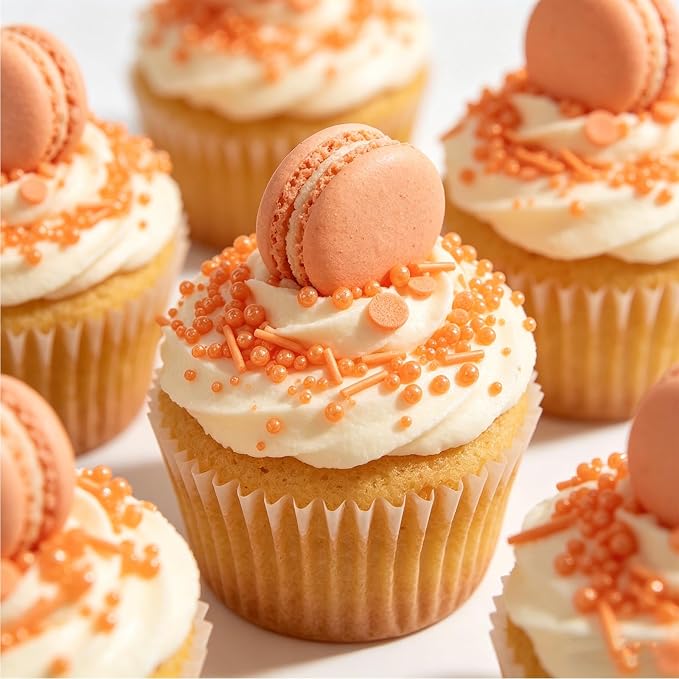 Sentovac Orange Sprinkles Edible Orange Round Confetti Jimmies Pearls for Cake Decorating Candy Cupcake Cookie Baking Ice Cream Dessert Vanlentine Halloween Christmas Holiday Decorations