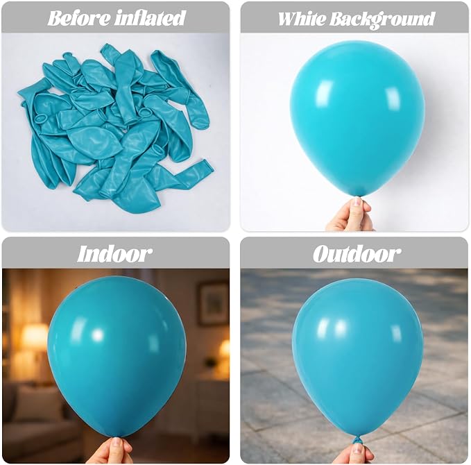 Voircoloria Peacock Blue Balloons, 66pack 12inch Teal Blue Latex Party Balloons for Wedding, Birthday, Graduation, Bridal Shower, Baby Shower, Gender Reveal, Anniversary Party Decorations