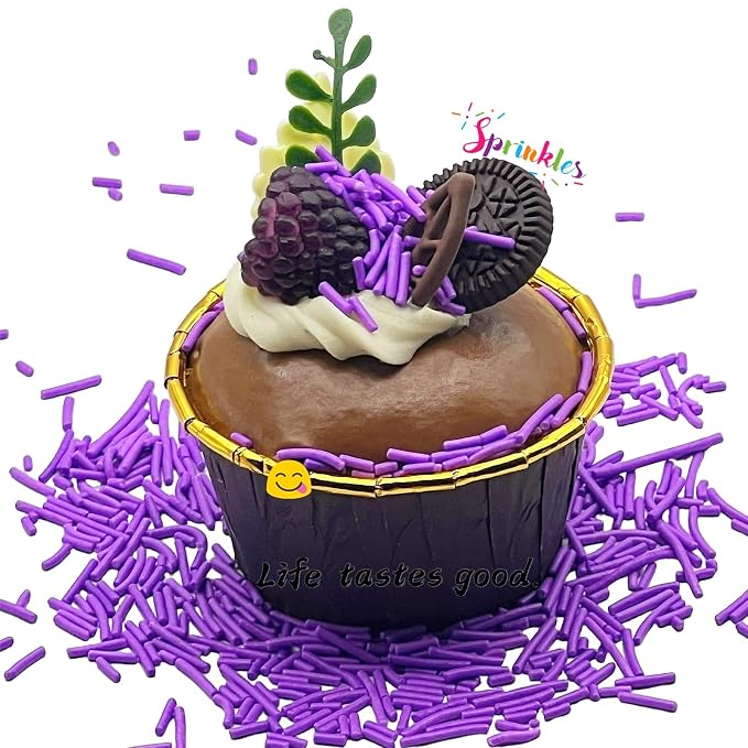 SE Si&Moos Purple Jimmies Sprinkles Purple Sprinkles for Cake Decorating Edible Crunchy Jimmies for Topping Ice Cream, Cookies, Cakes, Cupcakes, Dessert Decorating 3 OZ