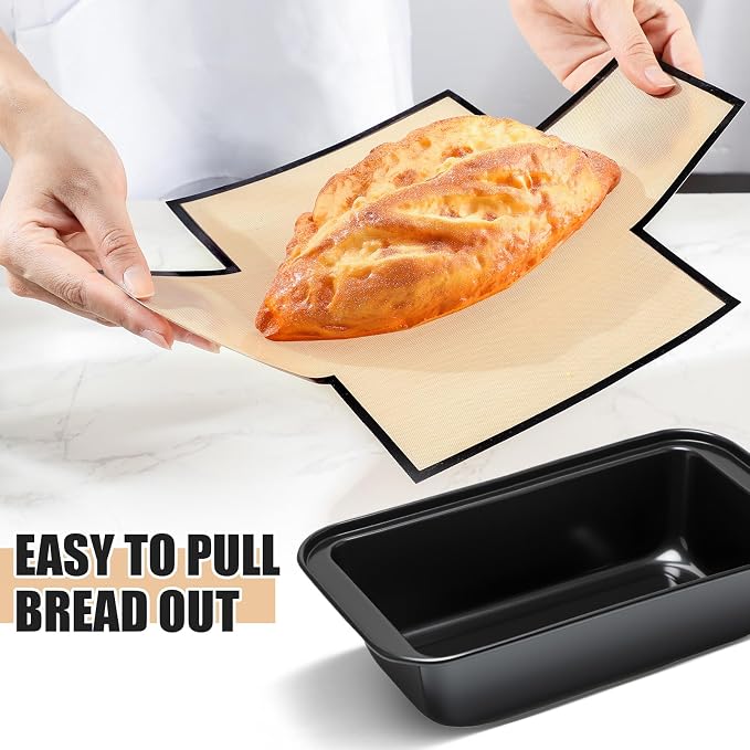 4 Pcs Loaf Pan with Liners Set 9 x 5 Inch Non-stick Bread Pan and Silicone Loaf Liners for Homemade Baking Carbon Steel Rectangular Baking Tray for Kitchen Sourdough Sandwich Home(Black)