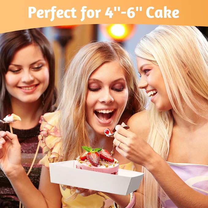 ZORRITA Paper Cake Boxes with Clear Lids, 7" x 7" x 4", 40 Pack, White | Disposable, Square Food Containers, For 4-6 Inch Cake, Dessert, Pie, Cupcake, Bakery, Charcuterie