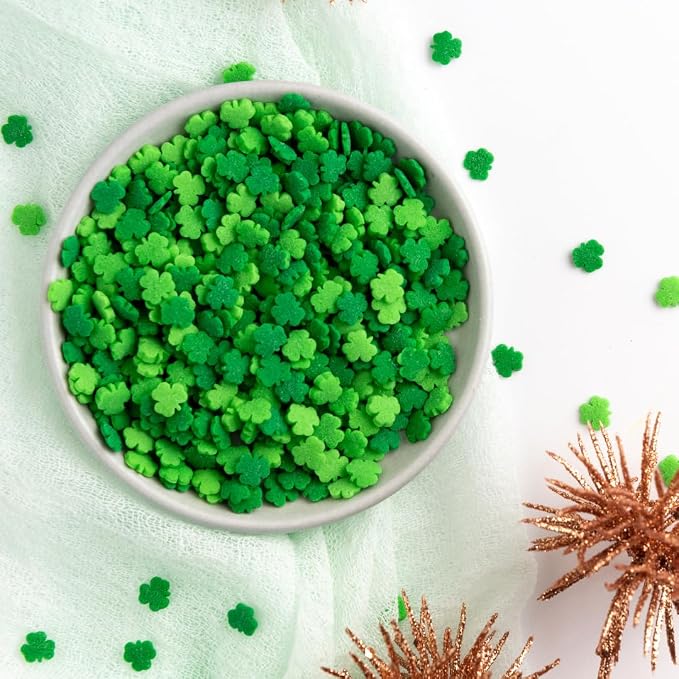 Sweets Indeed St Patricks Day Shamrock Sprrinkles, Clover Green Quins – 10 Ounces Bulk Decorative Sprinkles for Baking & Decorating Cupcakes, Cookies, Cakes & Desserts