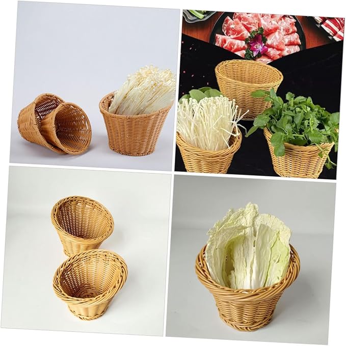 INOOMP Rattan Woven Storage Basket for Fruits and Bread, Handcrafted Wicker Organizer with Open Top, Natural Rattan Material, Suitable for Kitchen Counter and Dining Table Use