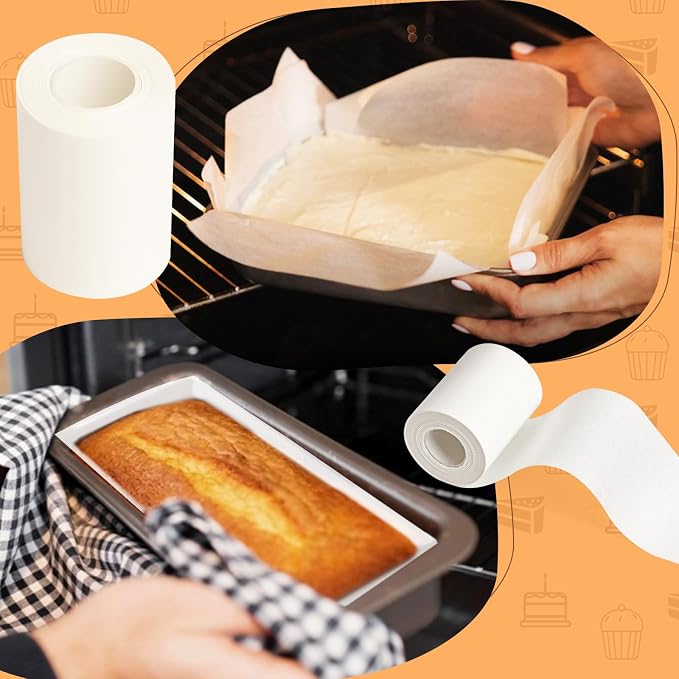 Baking Parchment Paper Side Liners - 2.95 in x 131.23 ft Cake Pan Side Liner Roll Parchment Paper Strips for Round Cake Pans, Cheesecake Springform Pan, Heat Resistant Kitchen Paper