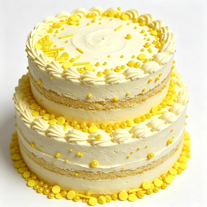 Sentovac Yellow Sprinkles Edible Yellow Round Confetti Jimmies Pearls for Cake Decorating Candy Cupcake Cookie Baking Ice Cream Dessert Halloween Christmas Vanlentine Holiday Decorations