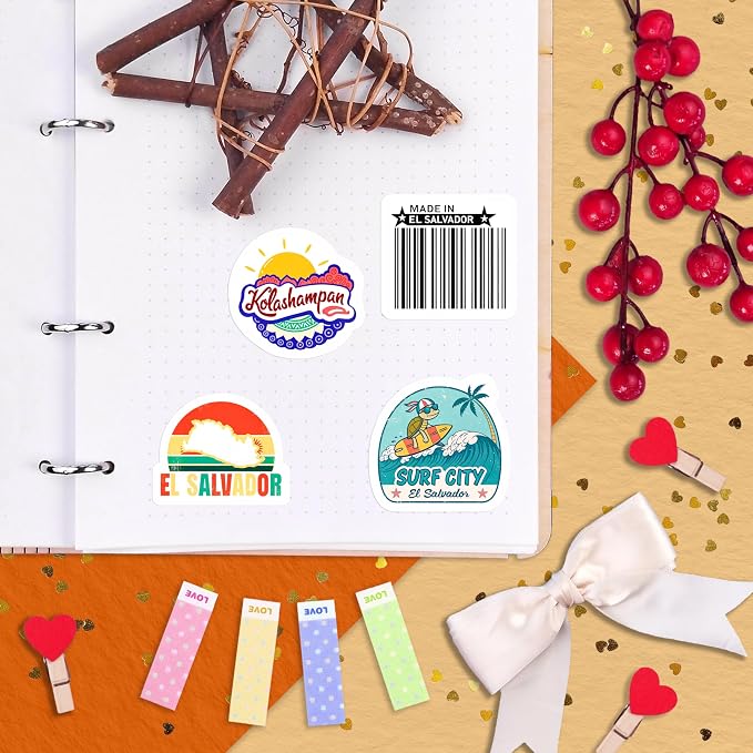 100Pcs El Salvador Stickers for Water Bottle -Salvadoran Stickers - El Salvador Party Decorations, Favors - Gift for Women & Men