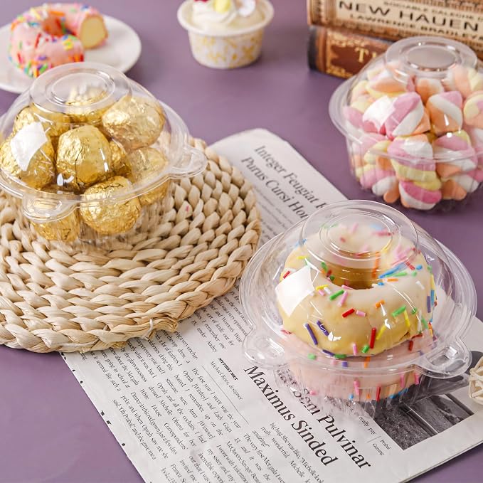 NPLUX 50 Pack Individual Cupcake Containers Plastic Cupcake Holders Deep Dome Muffin Containers