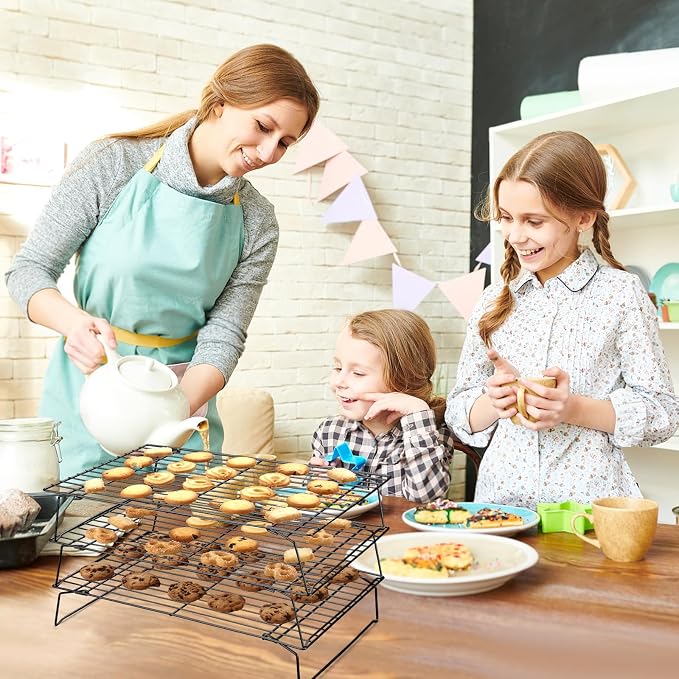 Pleafind 3 Pieces Stackable Cooling Rack Set, 16 x 10 Inch Stainless Steel Roasting Rack, Cooling Racks for Cooking, Baking, Roasting, Grilling, Oven and Dishwasher Safe