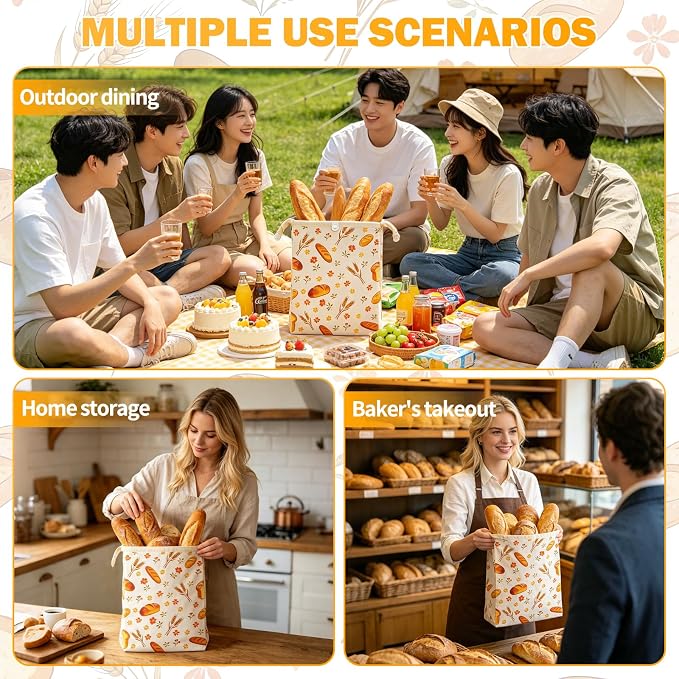 2 Pack Beeswax Bread Bags for Sourdough, 16.5x12.4 Inches Reusable Bread Storage Bags, with Zip And Velcro Fastenings Sealed for Freshness Freezer & Daily Use