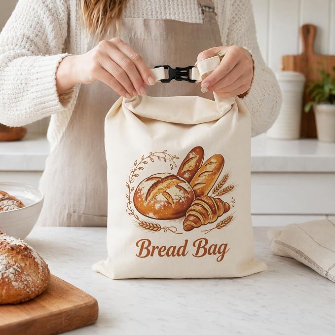 Beeswax Bread Bags for Sourdough,Reusable Organic Linen Cotton Bread Storage Bag with Removable Wax Liner – Easy Clean & Keeps Homemade Bread Fresh (style-A)