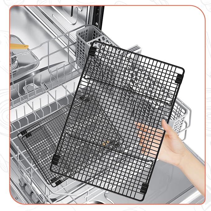 3-Tier Stackable Cooling Rack, 17"x11" Heavy Duty Wire Baking Rack | 100PCS Parchment Paper,Oven Safe Multiuse cookie cooling rack for Pizza,Cake, Bread, Cupcake, Bacon