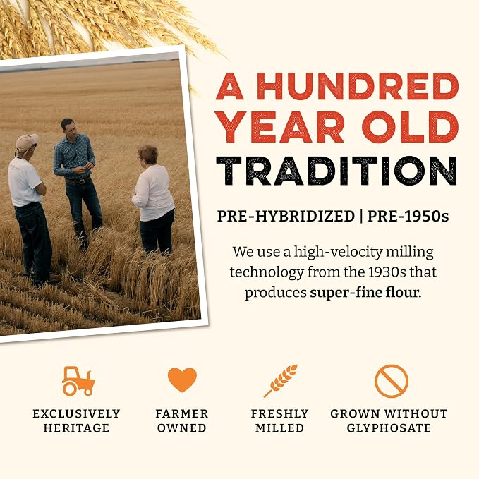 Sunrise Flour Mill Heritage Organic Whole Wheat Flour - 5 lbs | Milled from red hard wheat within 10 Days | Easier to Digest with Less Bloating | No Bleaching | Organic whole wheat bread flour