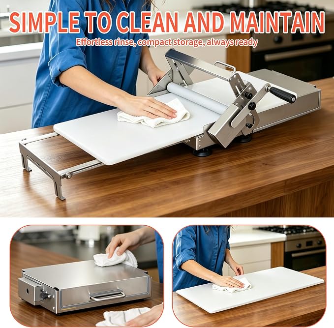 Dough Sheeter Machine (15.5") - Manual Folding Dough Roller Machine with 0-27 MM Adjustable Thickness Suitable for Home Easily Produce Puff Pastry Dough