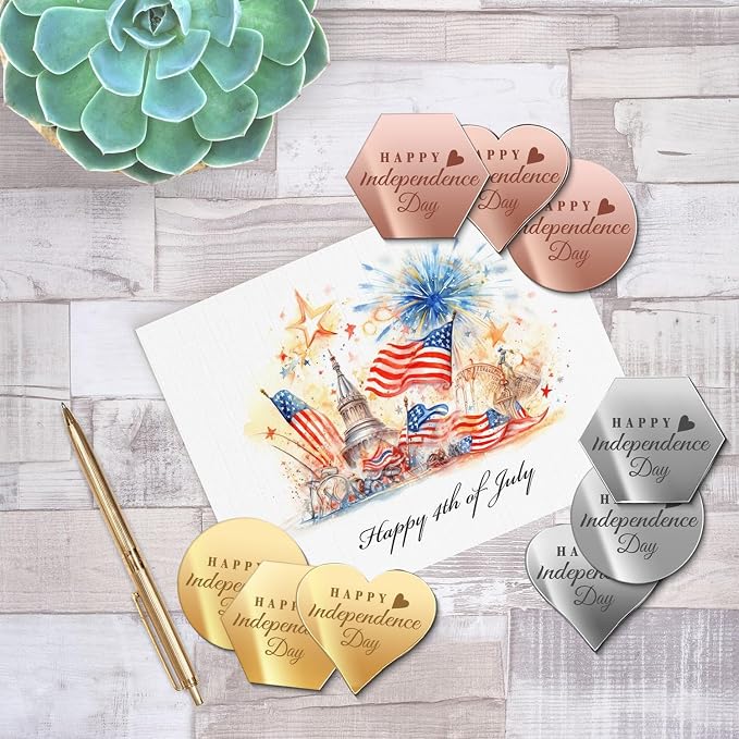 45PCS Happy 4th of July Cake Toppers, Mirror Acrylic Cupcake Toppers 3 Multi-shape & 3 Different Color Custom Cupcake Picks for 4th of July Party Decorations