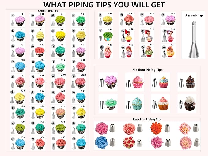 Gawren-H&E 208 PCS Cake Decorating Kit,Baking Supplies with Dessert Decorating Syringe Set,Storage Case,Icing Piping Bags and Tips Set For Cookies, Cupcake & Cake Decorating Supplies for Beginners