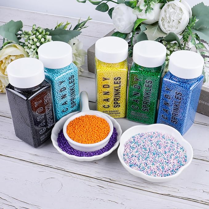 Blue Nonpareils Sprinkles - 2mm Edible Mini Pearl Sprinkles for Cake Decorating, Cupcake, Cookie, Baking, Donuts, Ice Cream Toppings, Wedding Party Supplies 130g/4.58oz