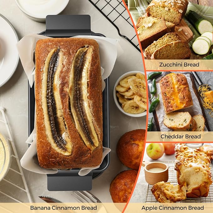 TLAZZ 2 Pack Meatloaf Pan with Drain Tray, Non Stick Meat Loaf Pan with Drip Tray, 9.4 x 5.5 Inch Loaf Pan for Baking Bread and Meatloaf