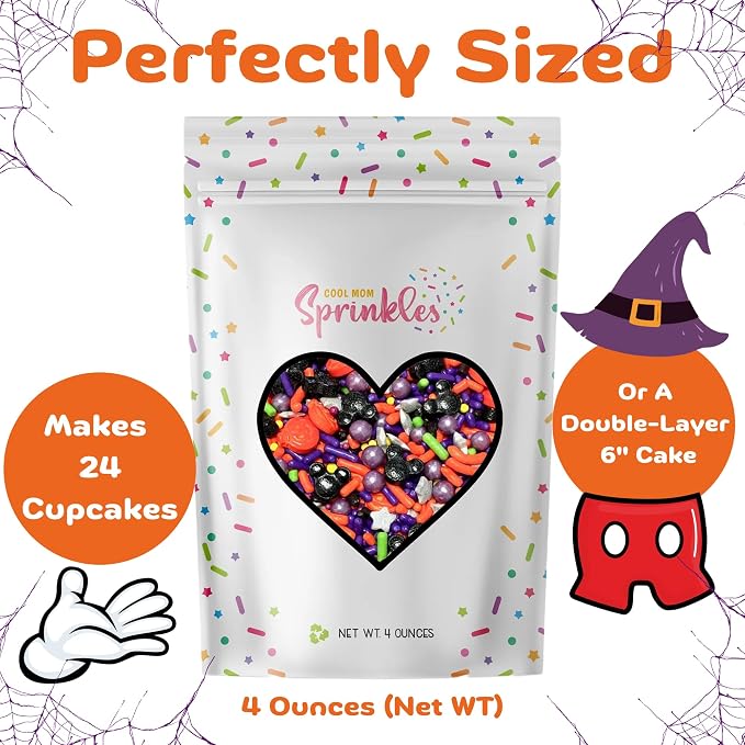 COOL MOM SPRINKLES Halloween Mouse Sprinkles (4 oz.) – Themed Sprinkles for Decorating Birthday Cakes, Cupcakes, Cookies & Desserts – Mixed in the USA/Gluten-Free (Haunted Mouse)