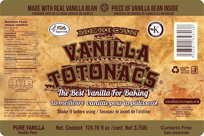 Totonac's Pure Vanillas (Pure Vanilla (Amber), 128 Fl Oz (Pack of 1))